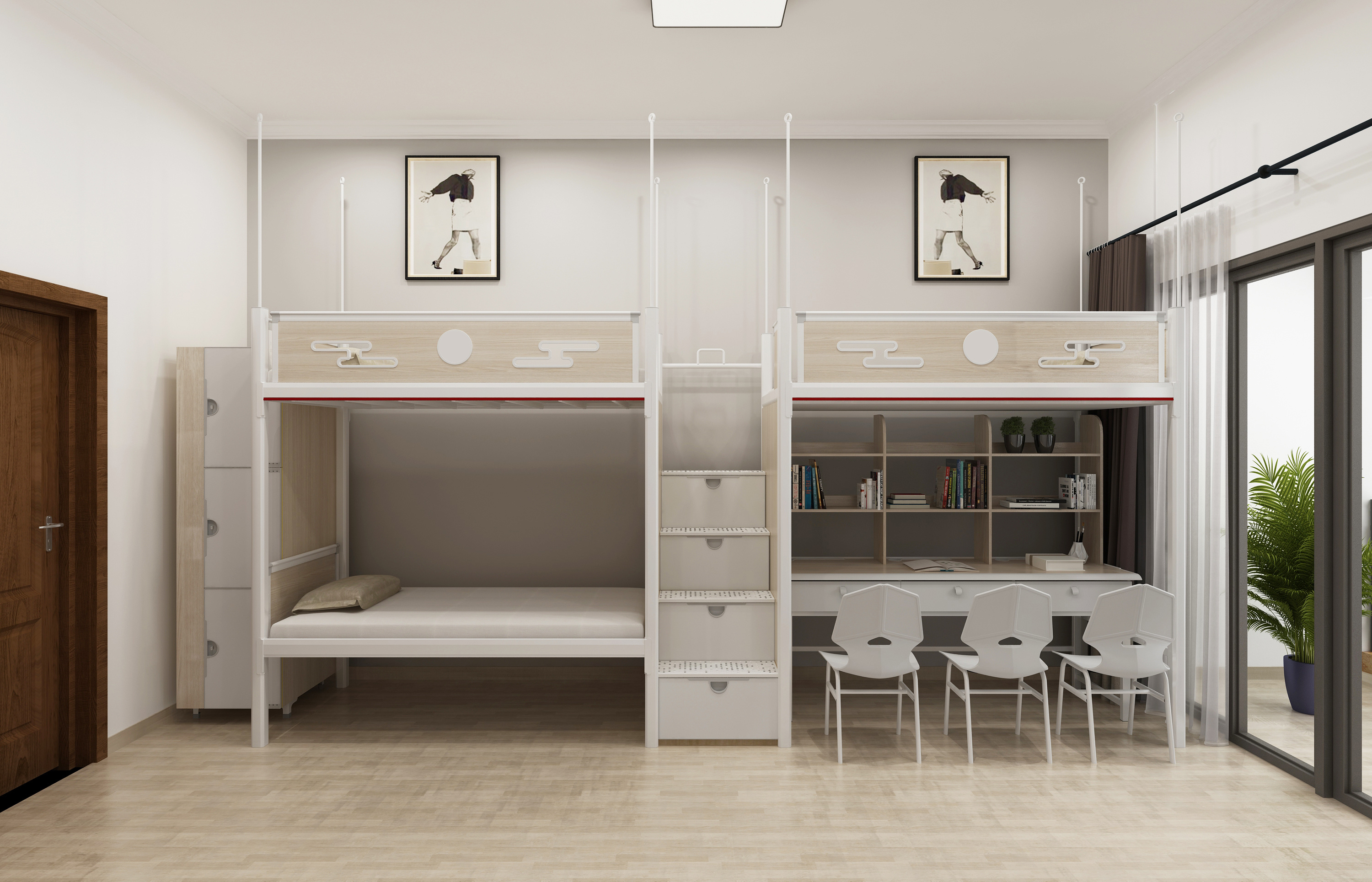 两联三位走梯公寓床