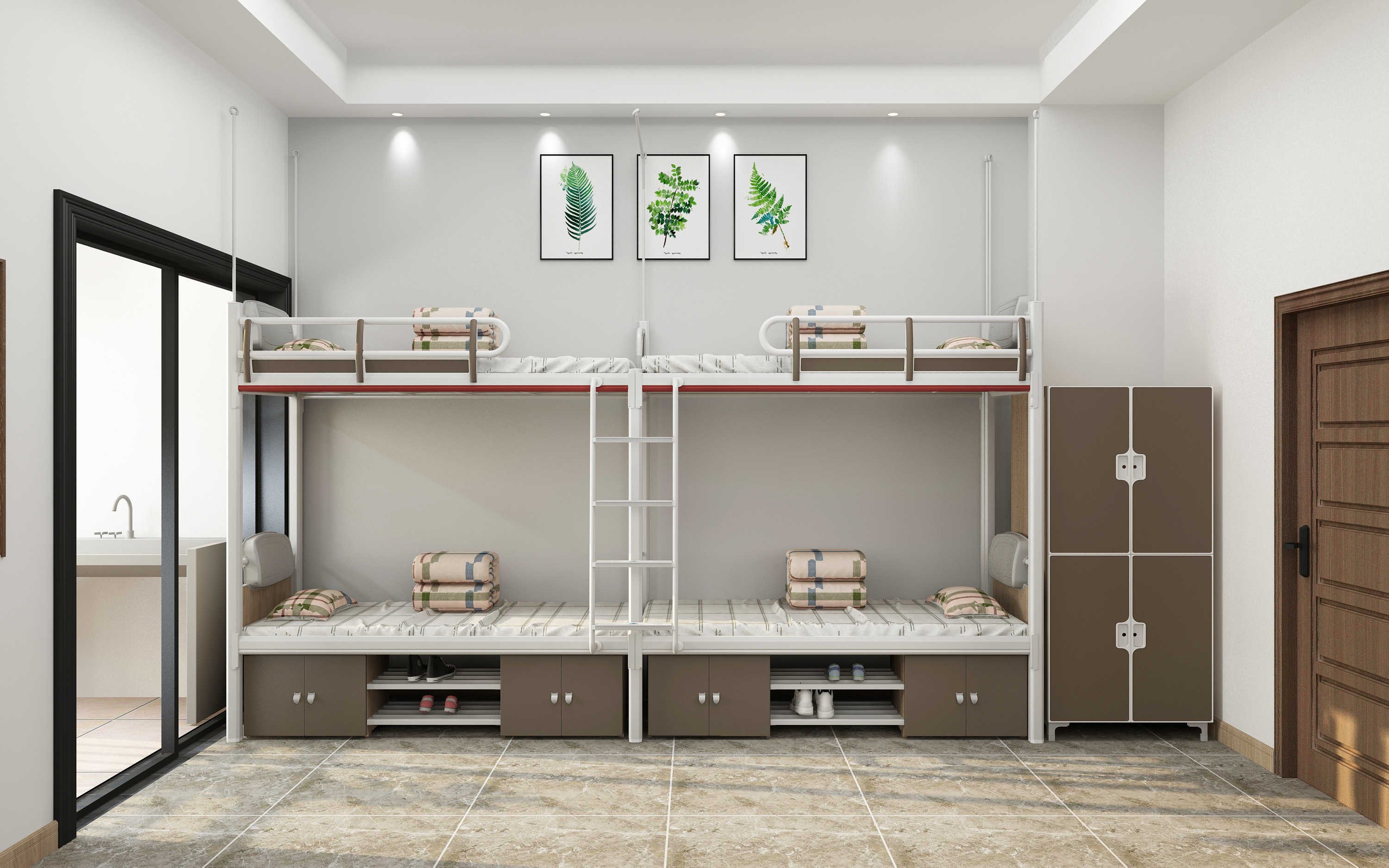 两联四位爬梯公寓床