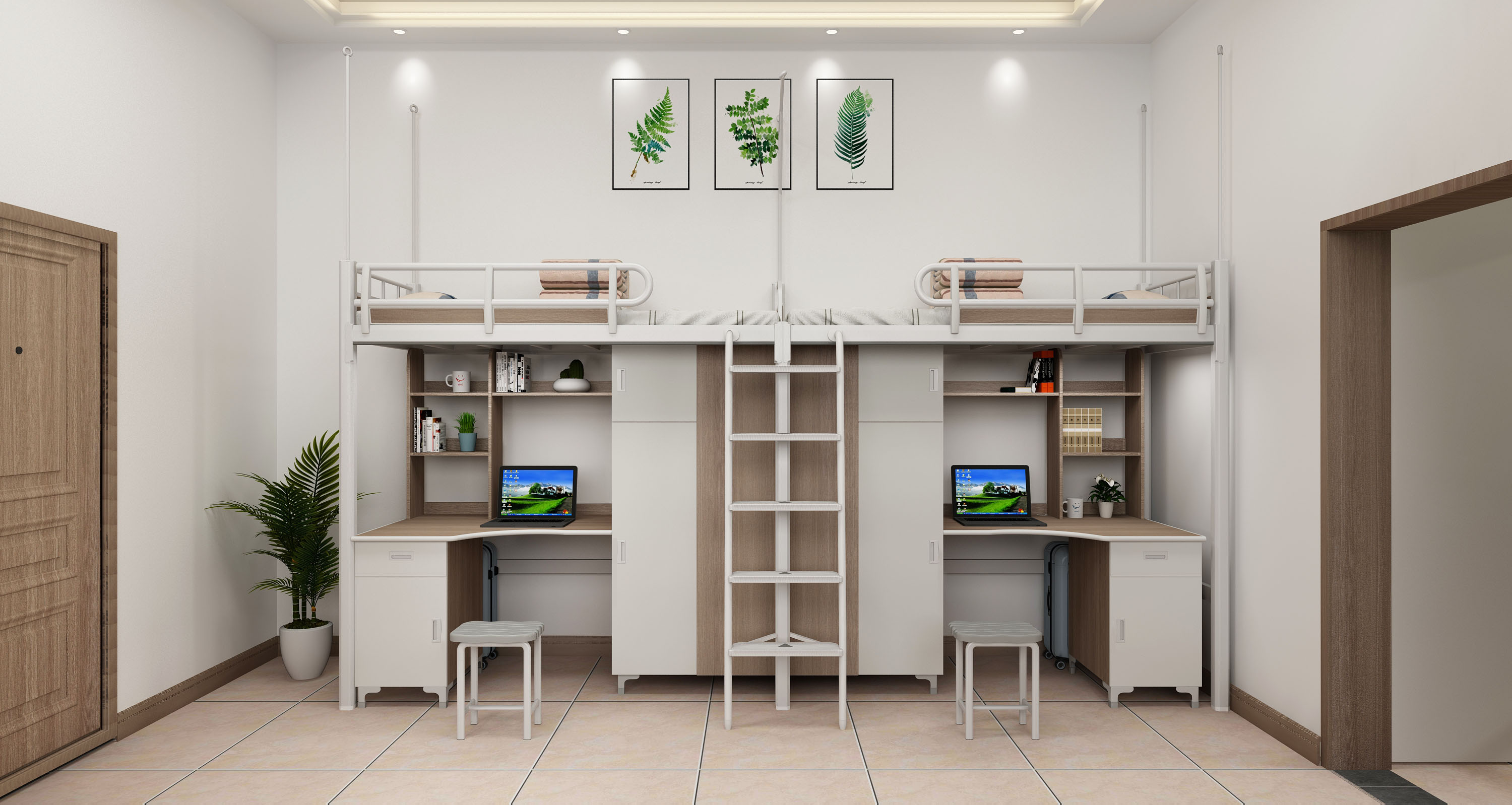 两联两位爬梯公寓床